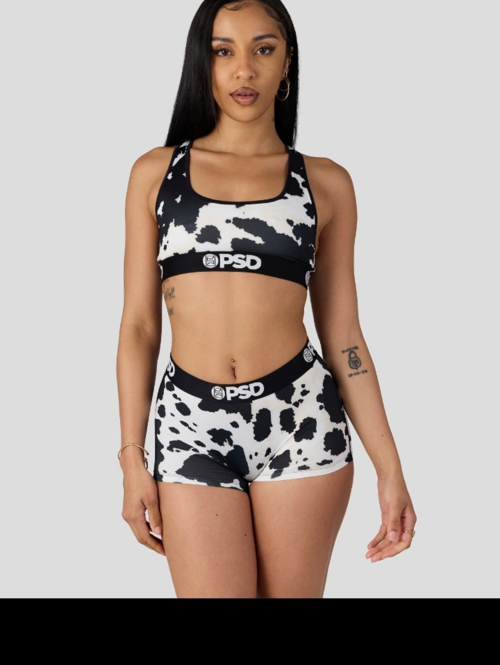 🎁gift for my bestie🎁 PSD Black & White Cow Print Sports Bra and Boyshorts